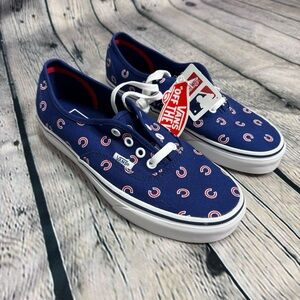 VANS Official MLB Authentic Chicago Cubs Logo Print Shoes Size 7.5 Women US